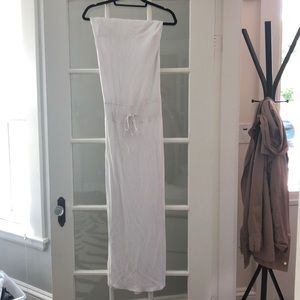 white tube top maxi dress elastic waistband